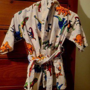 Boy's Dinosaur Bathrobe by Bullfrogs & Butterflys For Kids, Size Medium